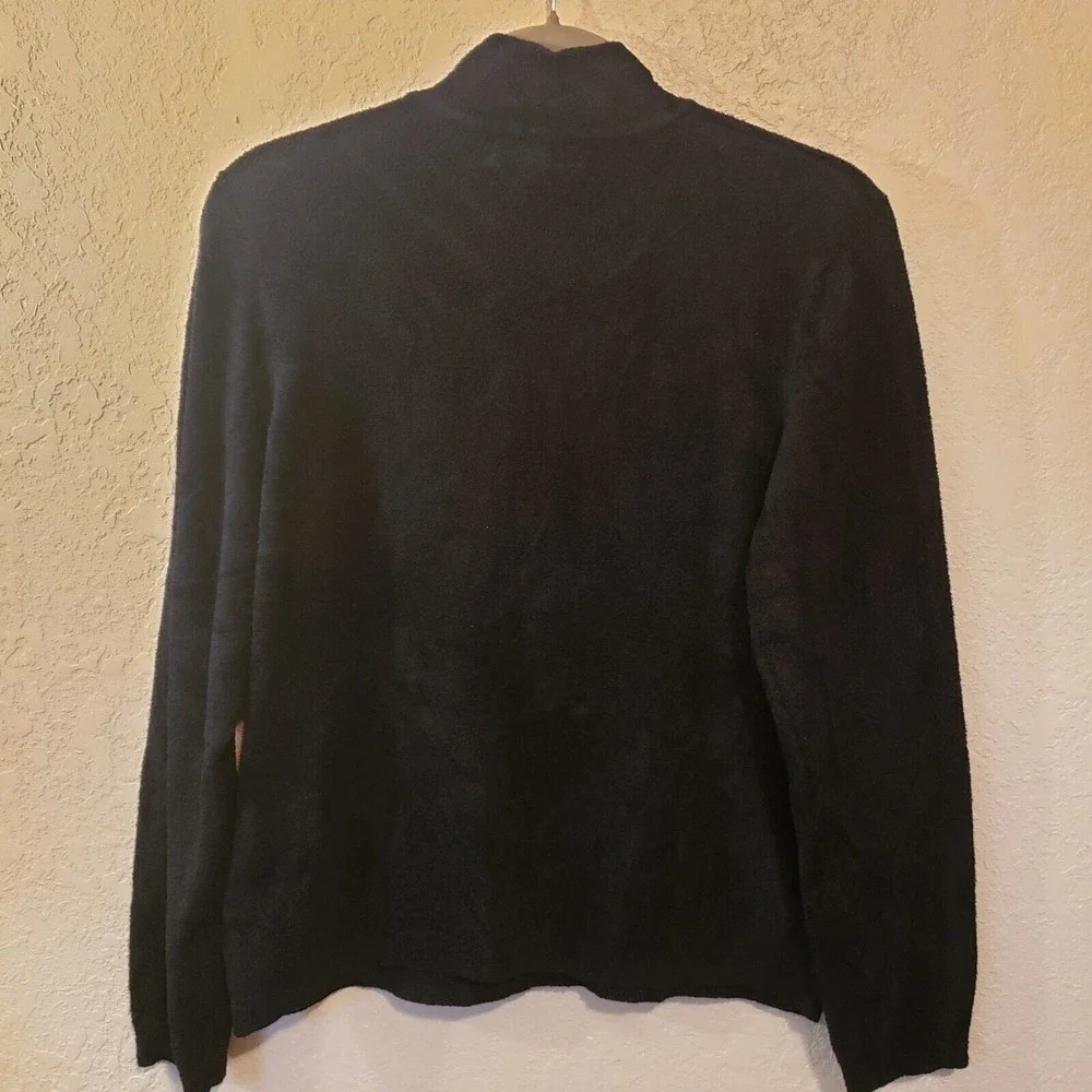 Women's Black Mock Neck Nylon/Spandex Terry Feel Sweater Size Large - Picture 5 of 8